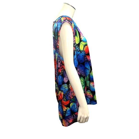 CCC 4XL Cap Sleeve Butterflycore Blouse Artwear Boho Street Chic Color Pop Core - Picture 3 of 11
